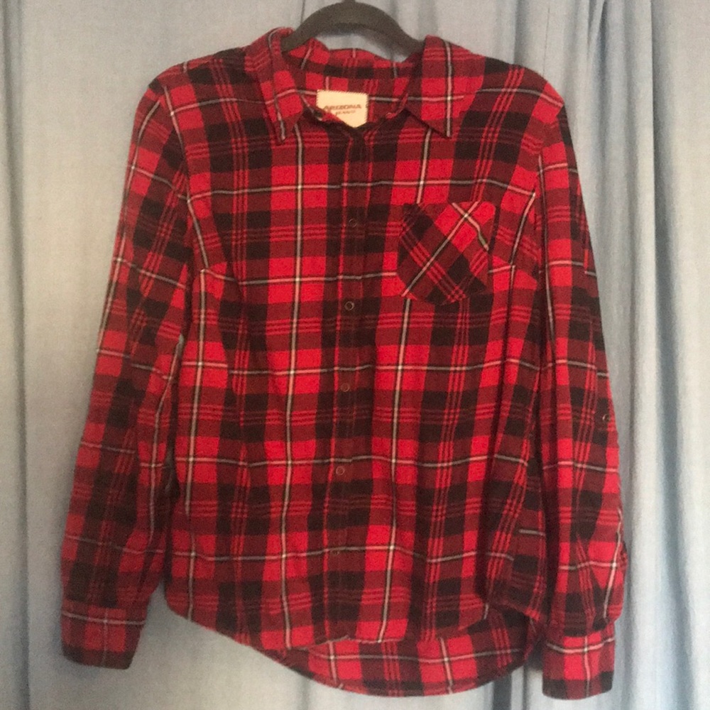 Black and white striped red flannel